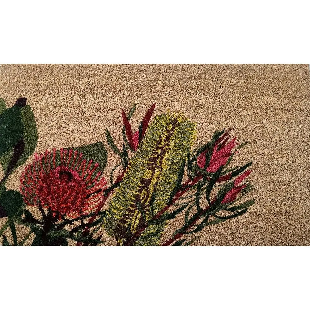 Solemate Latex Backed Coir Aussie Flowers 45x75cm Slimline Outdoor Doormat