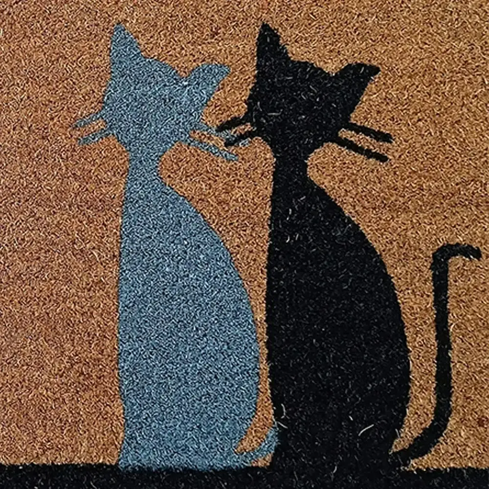 Solemate PVC Coir Welcome Kitties 45x75cm Stylish Durable Outdoor Front Doormat