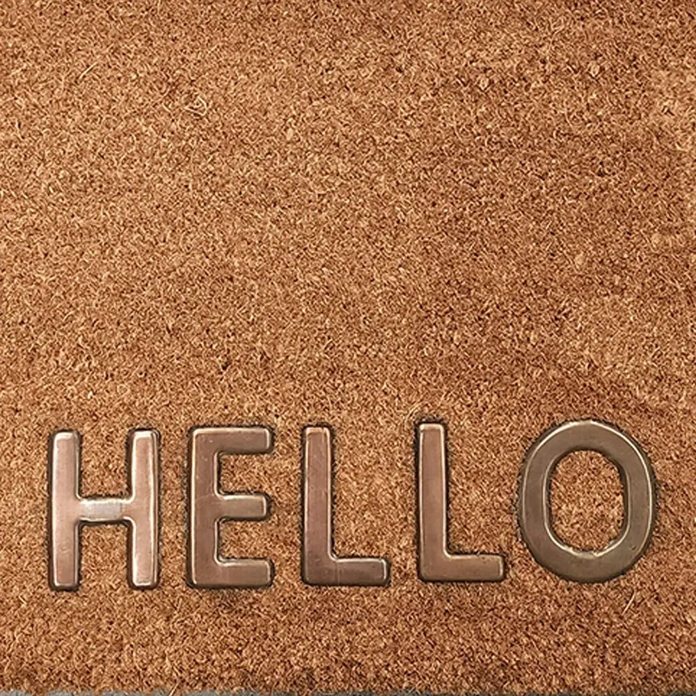 Solemate PVC Coir Copper Hello 45x75cm Durable Stylish Outdoor Front Doormat