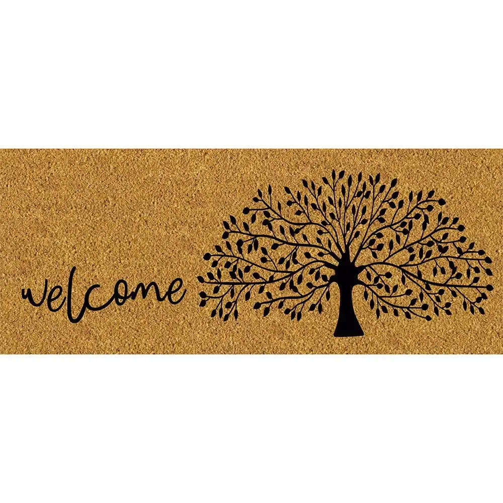 Solemate Latex Backed Coir Welcome Tree 45x110cm Slimline Outdoor Doormat