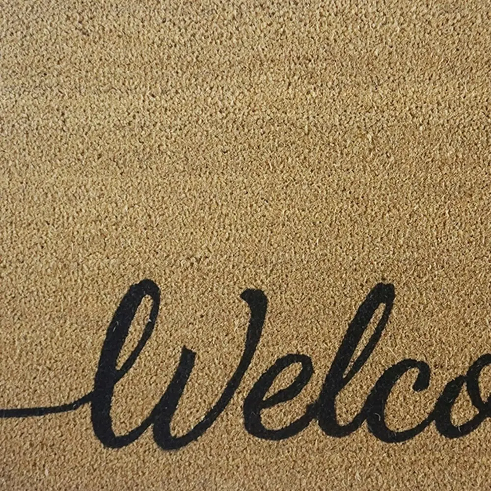 Solemate PVC Backed Coir Welcome Natural 58x89cm Slimline Outdoor Doormat