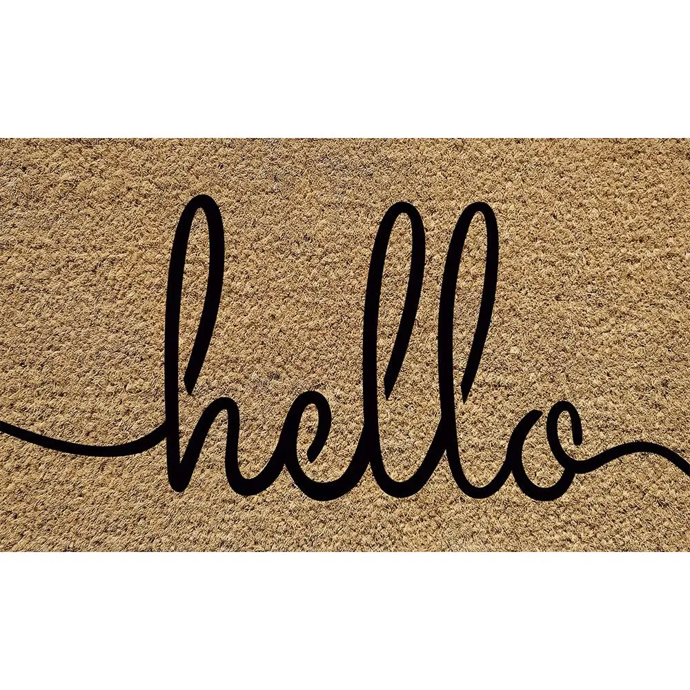 Solemate Coir Nat Hello Mat 50x80cm Fair Trade Supplier Hello Natural & Black