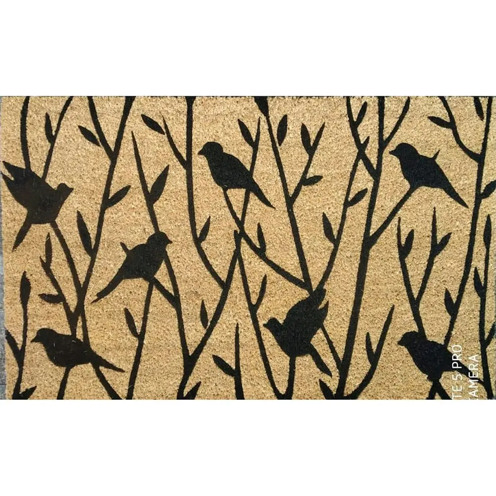 Solemate Latex Backed Coir Birds Branches 50x80cm Slimline Outdoor Doormat