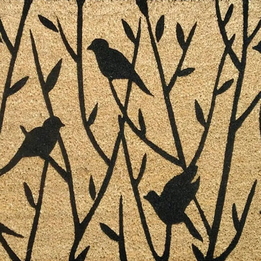 Solemate Latex Backed Coir Birds Branches 50x80cm Slimline Outdoor Doormat