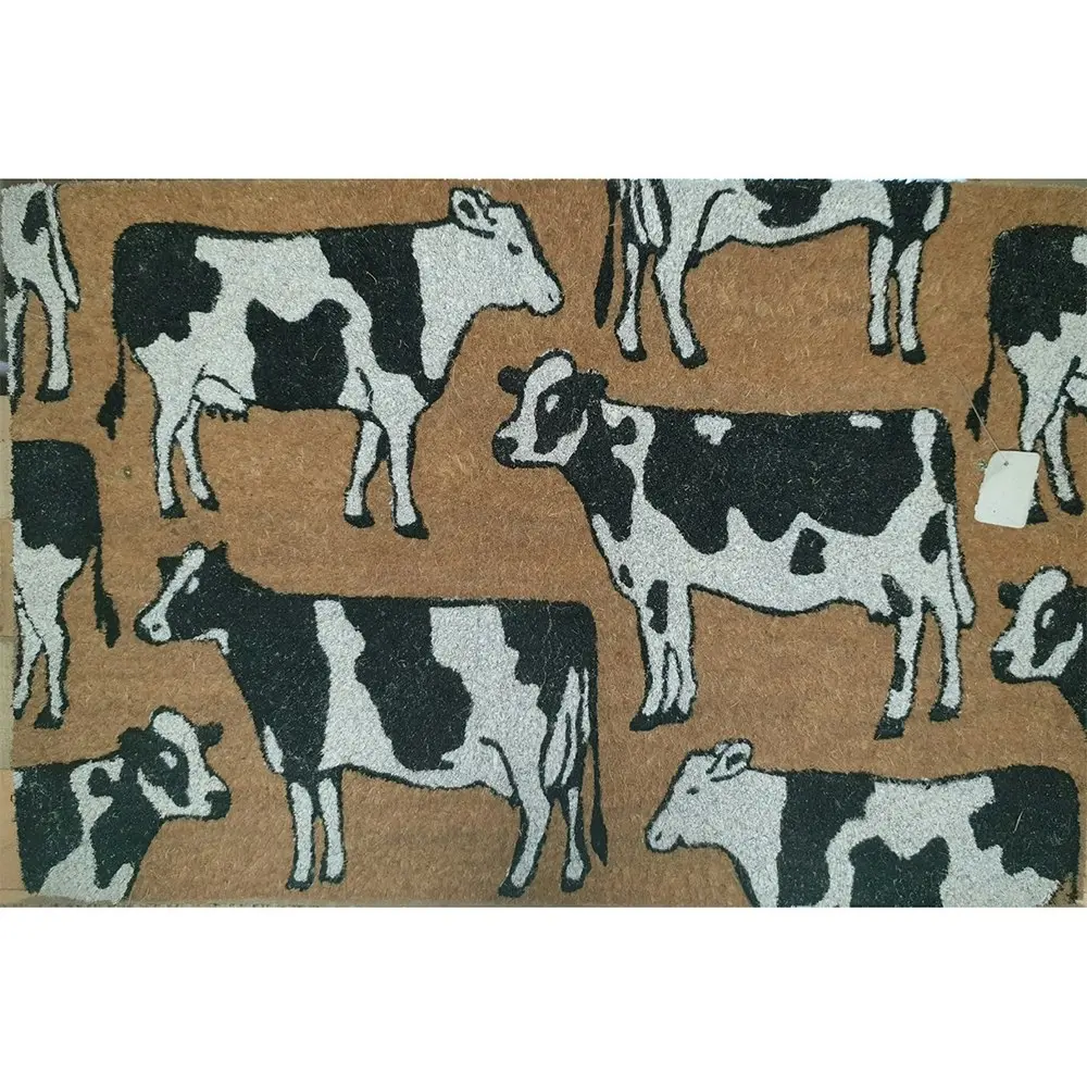 Solemate Latex Backed Coir Dairy Cows 50x80cm Slim Outdoor Stylish Doormat