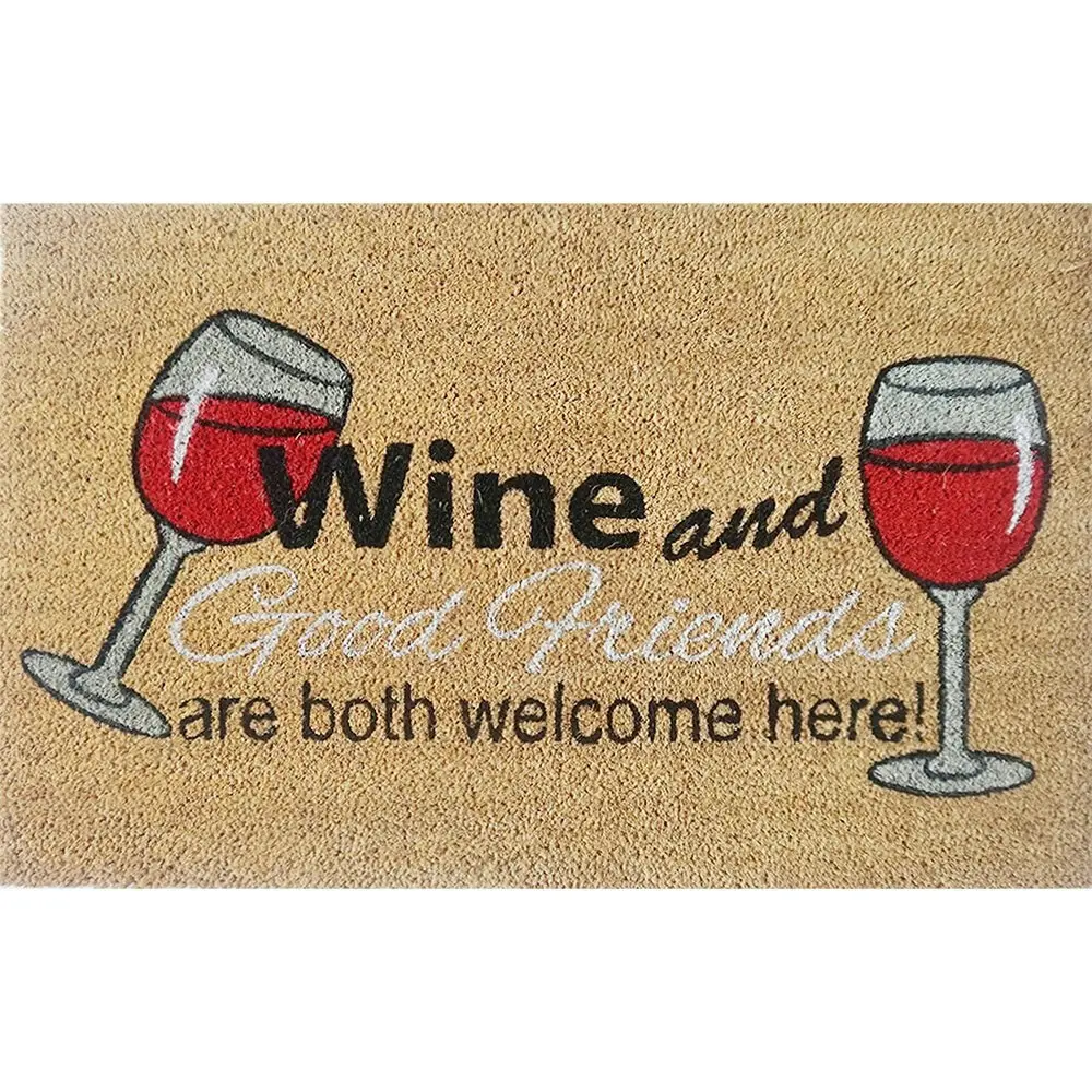 Solemate PVC Backed Coir Wine Theme 50x80cm Slimline Outdoor Stylish Doormat