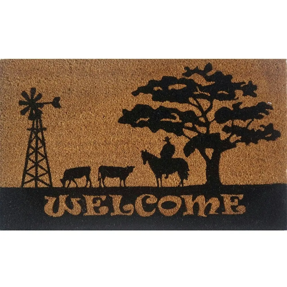 Solemate Latex Coir WelcomeCountry50x80cm Stylish Durable Outdoor Front Doormat