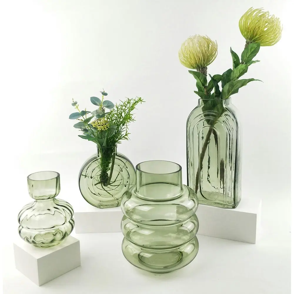 Urban 22cm Tommy Ring Glass Flower Vase Home Decorative Display Medium Sage