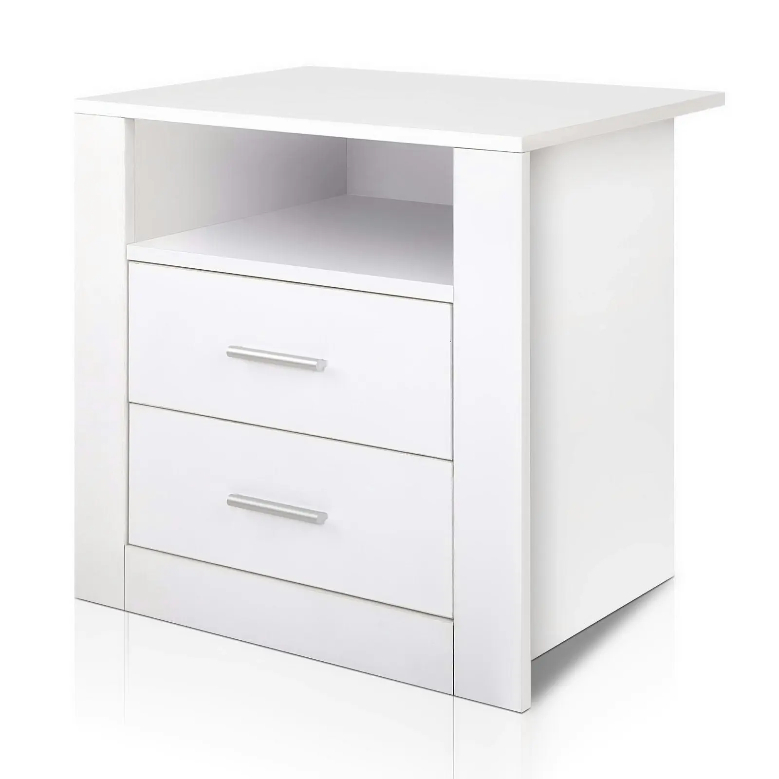 Artiss Bedside Table 2 Drawers with Shelf - TARA White