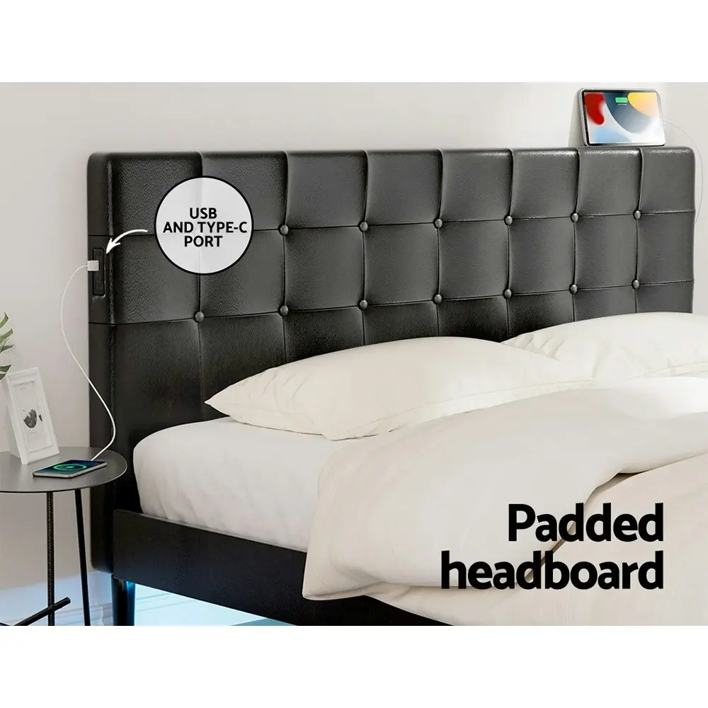 Artiss Bed Frame King Size LED Black RAVI