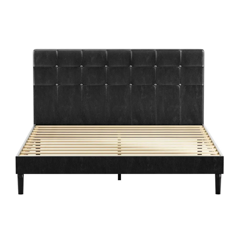 Artiss Bed Frame King Size LED Black RAVI