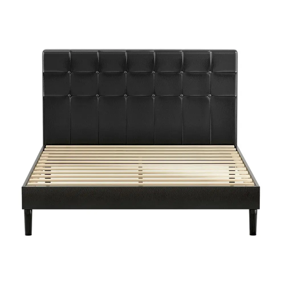 Artiss Bed Frame Double Size LED Black RAVI