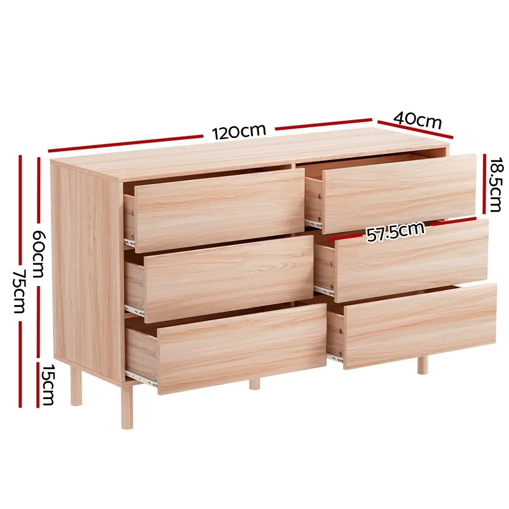 Artiss 6 Chest of Drawers - ALVA Pine