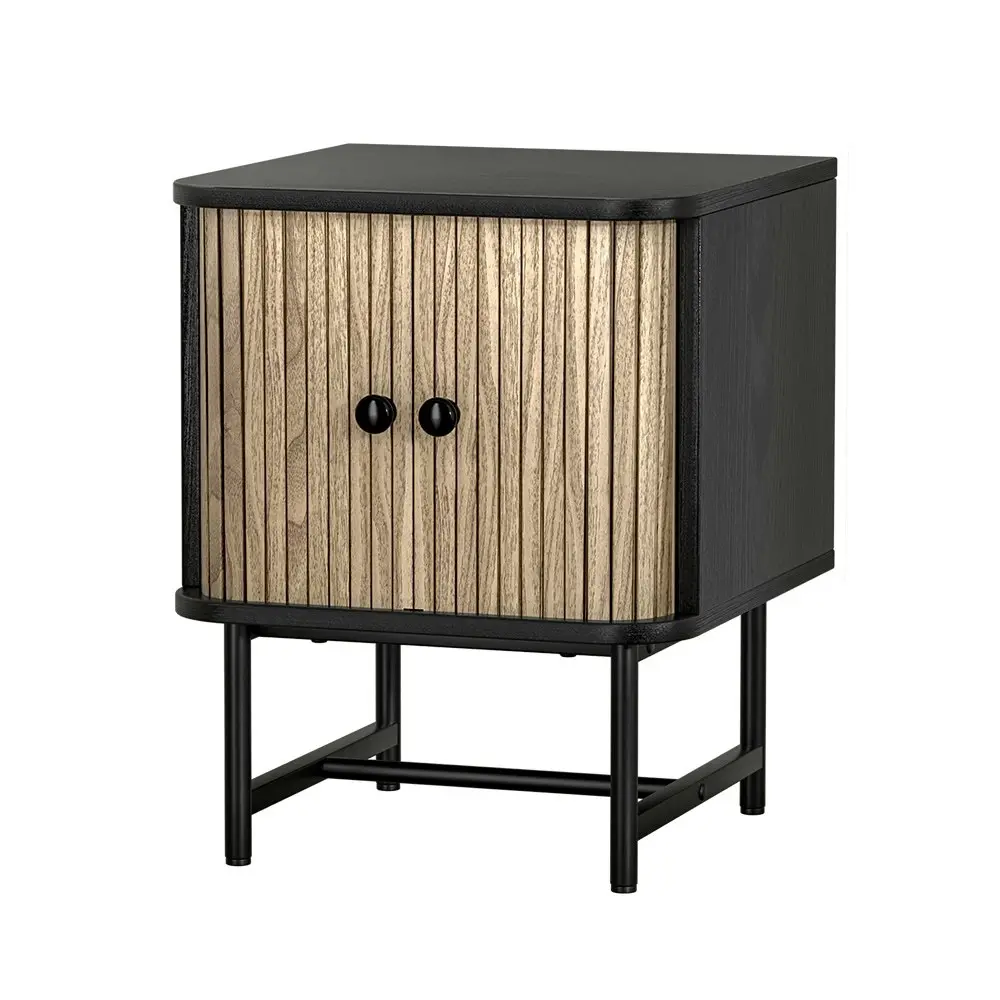 Artiss Bedside Table with Sliding Doors - BORIS