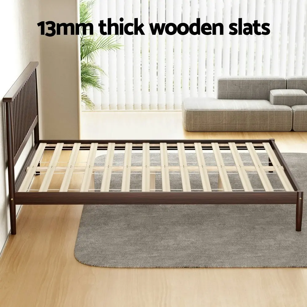 Artiss Bed Frame Queen Size Wooden Walnut VISE