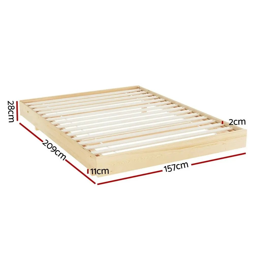 Artiss Bed Frame Queen Size Floating LED Wooden Bed Base ODIN