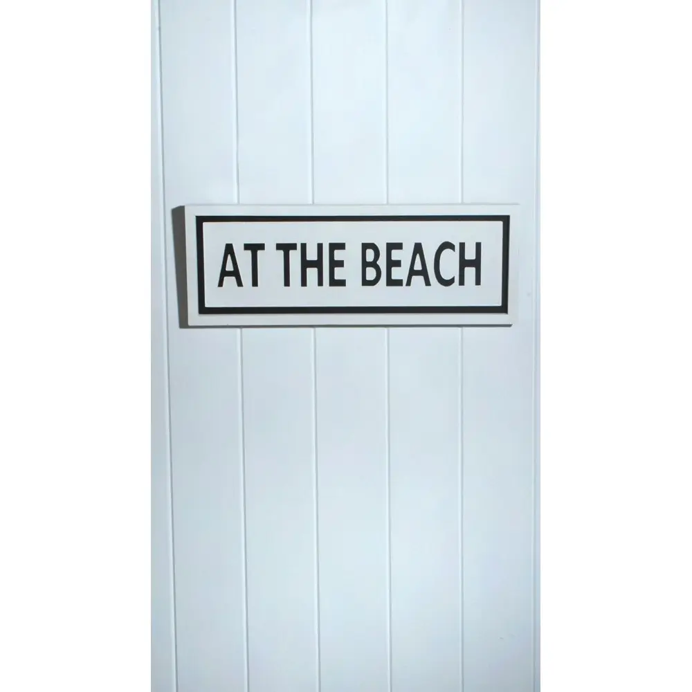 Maine & Crawford Hume Wood 45x17cm At The Beach Sign Wall Hanging Home Decor