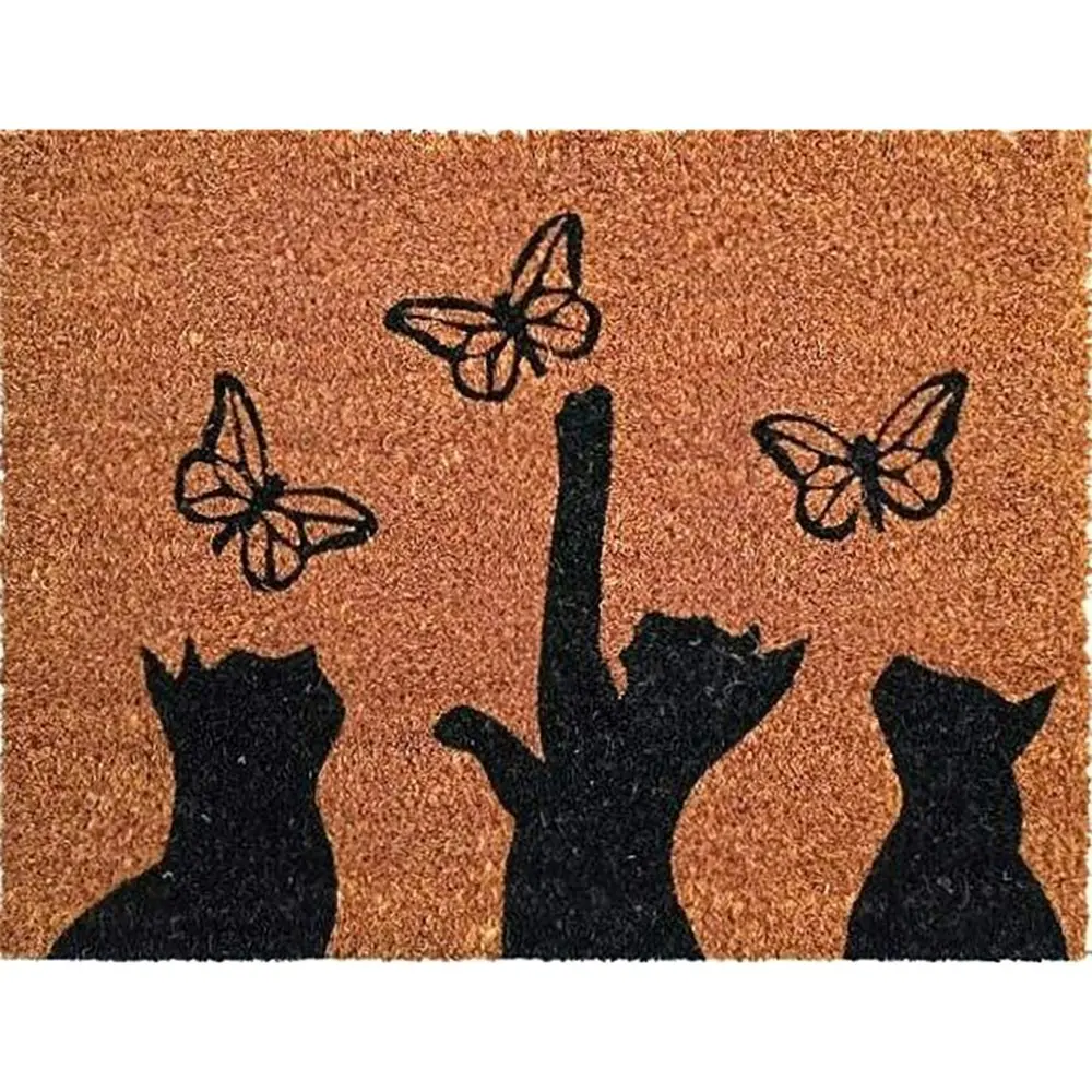 2PK Solemate Latex Coir Cats 40x55cm Stylish Durable Outdoor Front Doormat