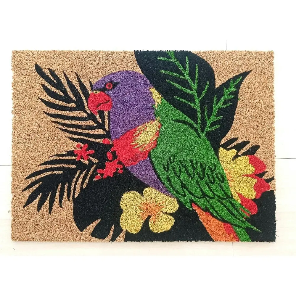 2PK Solemate Latex Coir Lorikeet 40x55cm Stylish Durable Outdoor Front Doormat