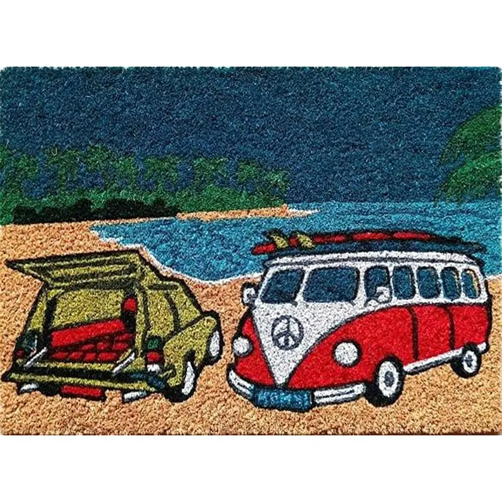 2PK Solemate Latex Coir VW''s Beach 40x55cm Stylish Outdoor Front Doormat