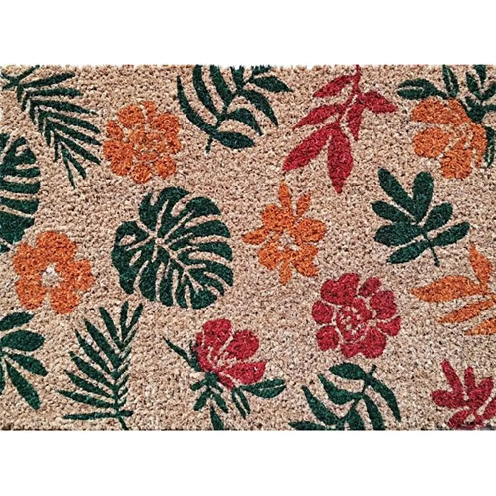 2PK Solemate Latex Coir Floral 40x55cm Stylish Durable Outdoor Front Doormat