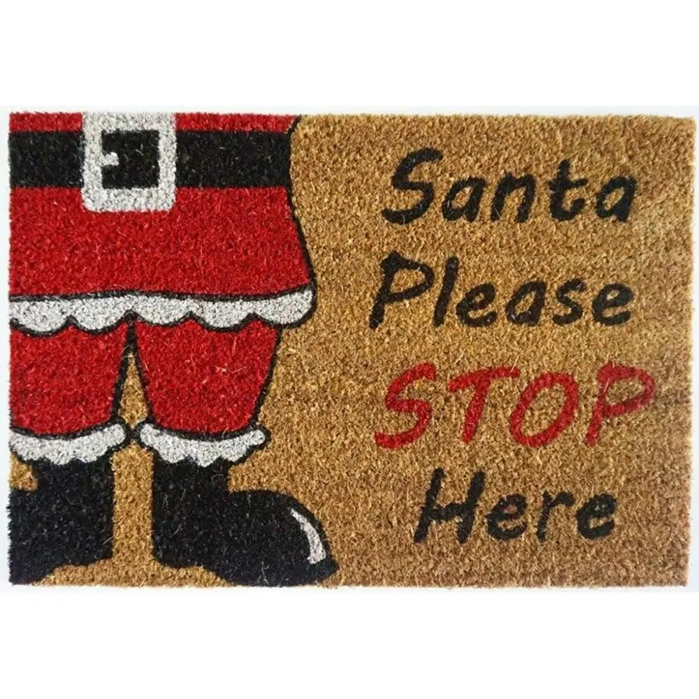 2PK Solemate Latex Santa Stop Here 40x60cm Stylish Durable Outdoor Front Doormat