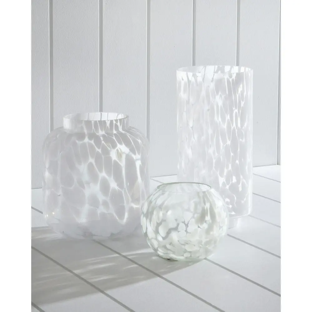 Maine & Crawford Mia Marble 26x12cm Glass Flower Vase Home Office Decor White