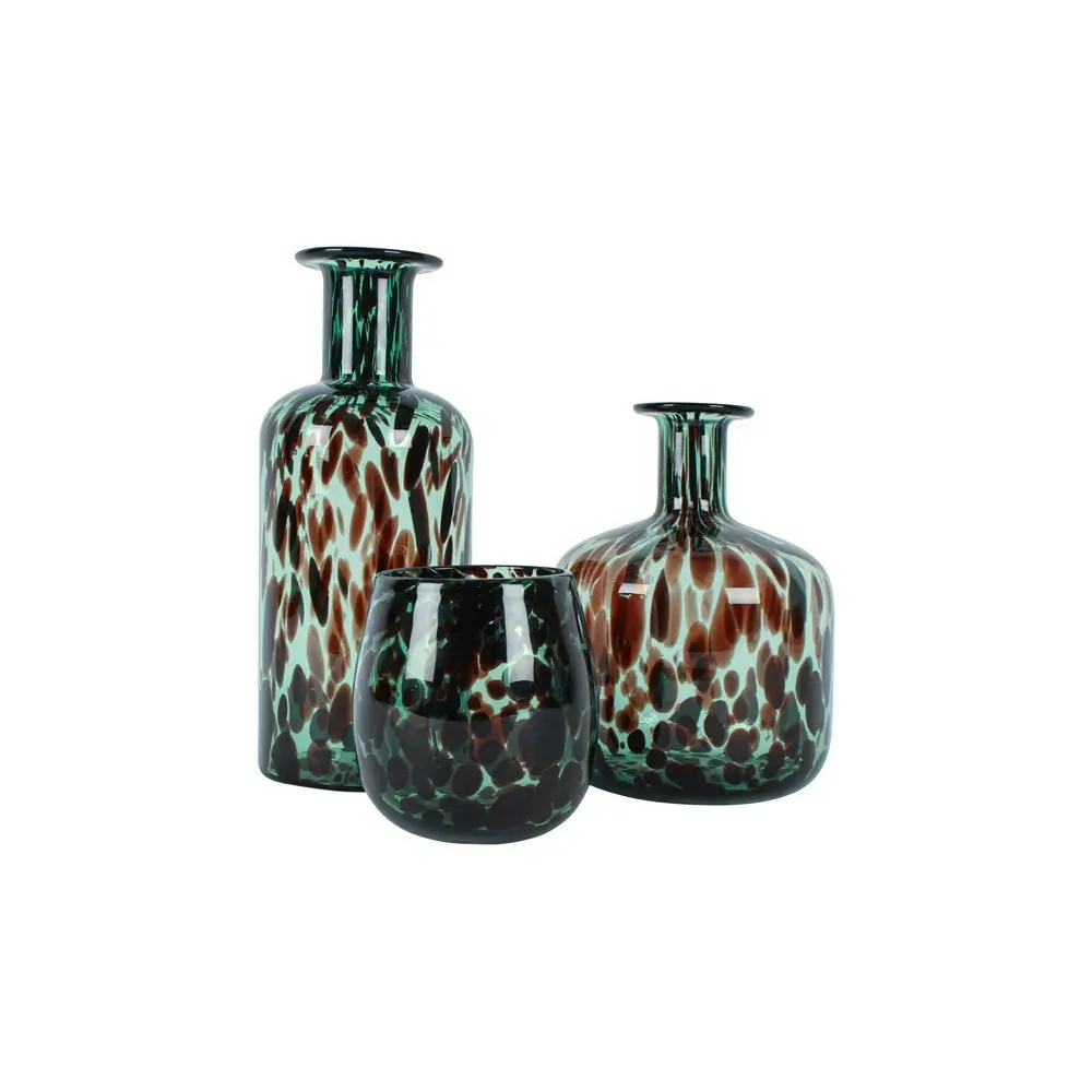 Maine & Crawford Arlo 22x16cm Leopard Print Flower Vase Home Table Decor Emerald