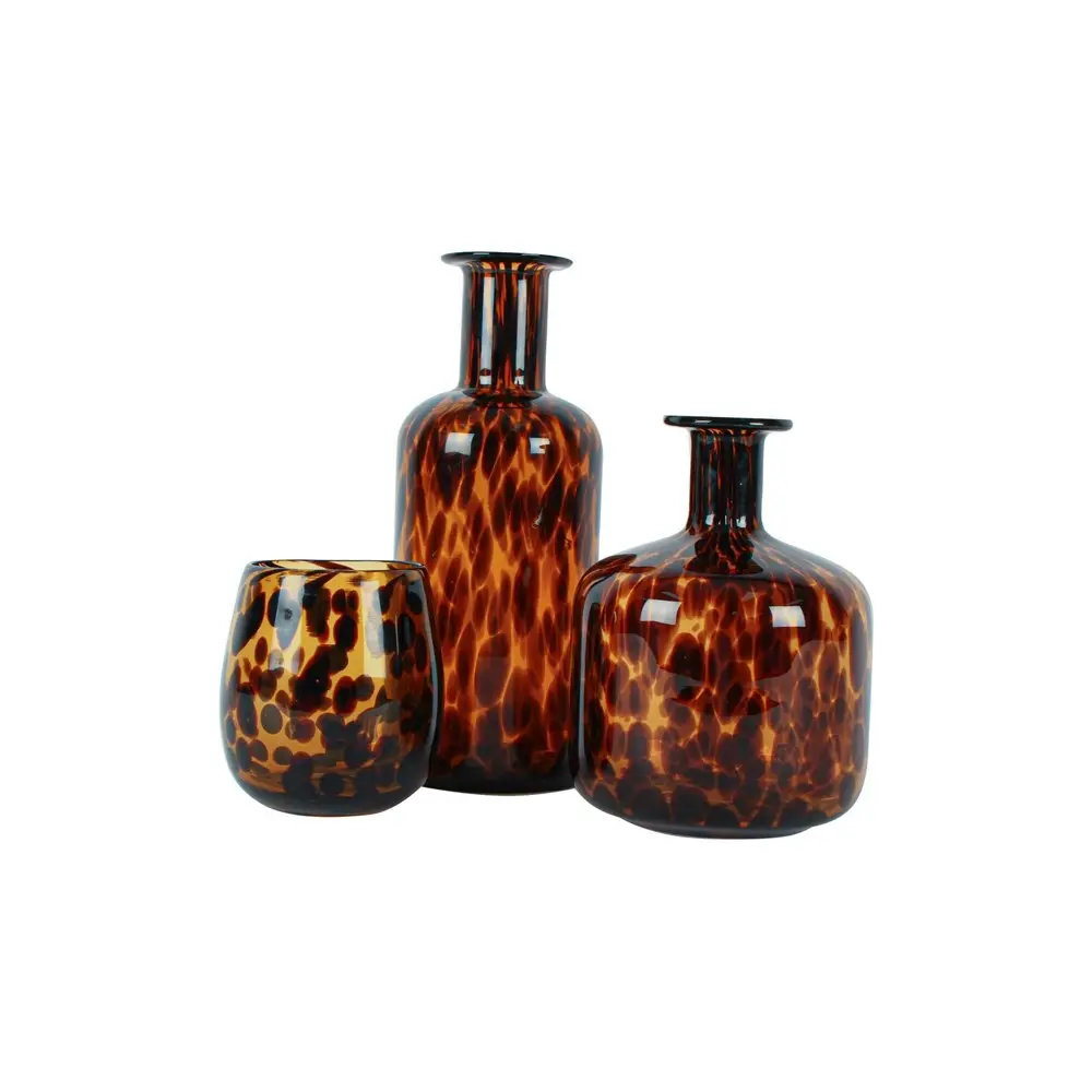 Maine & Crawford Easton 13x12cm Leopard Print Flower Vase Home Table Decor Amber