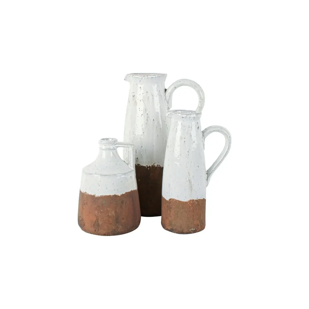 Maine & Crawford Zafer 21x16cm Terracotta Jug Flower Vase Decor Natural/White