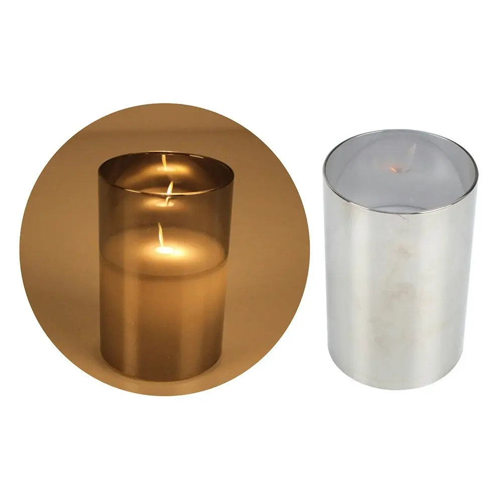 Maine & Crawford 15x10cm Moving Flameless Candle w/ Smoked Glass Home Decor Grey