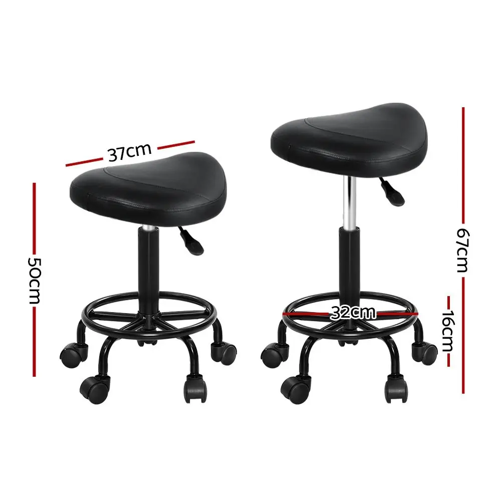 Artiss 2x Salon Stool Saddle Swivel Chair