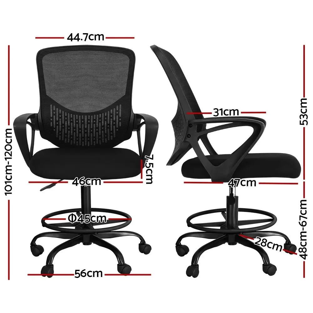 Artiss Office Chair Drafting Stool Mesh Chairs Black