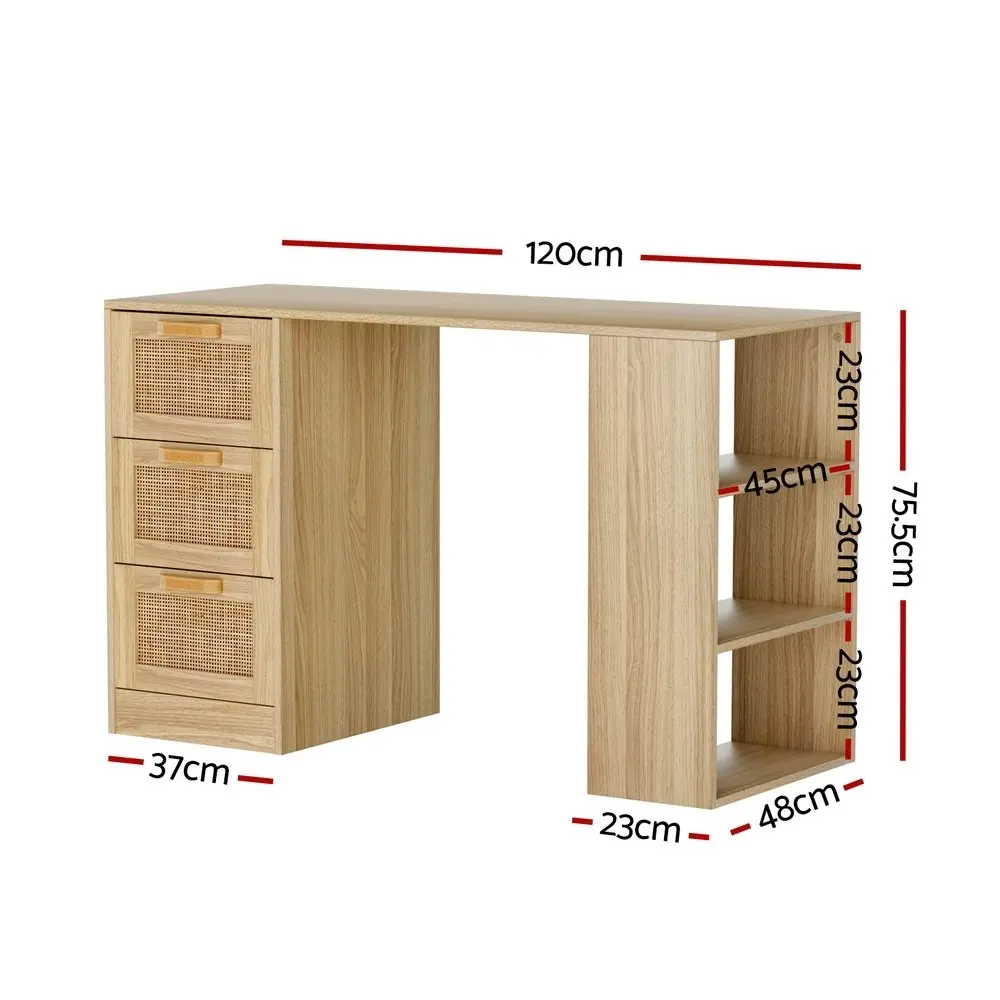 Artiss Computer Desk Drawer Shelf Cabinet Oak 120CM