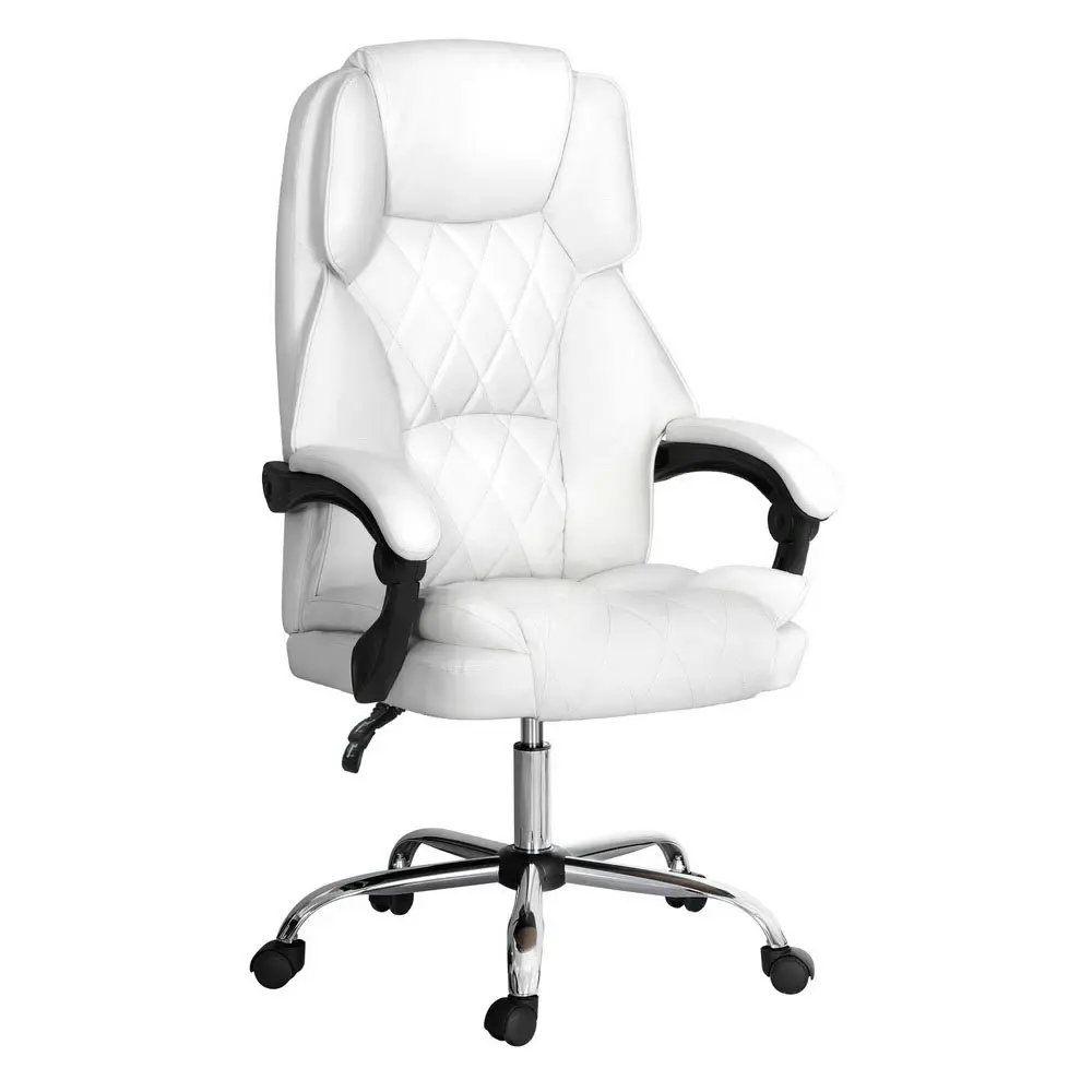 Artiss Executive Office Chair Leather Recliner White