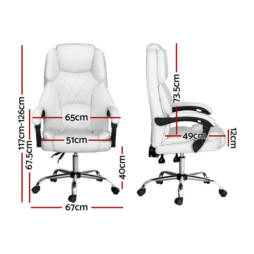 Artiss Executive Office Chair Leather Recliner White