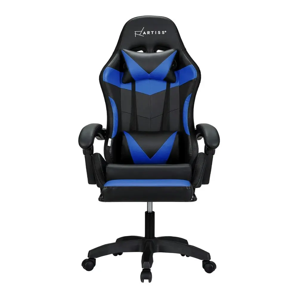 Artiss 6 Point Massage Gaming Office Chair 7 LED Footrest Blue