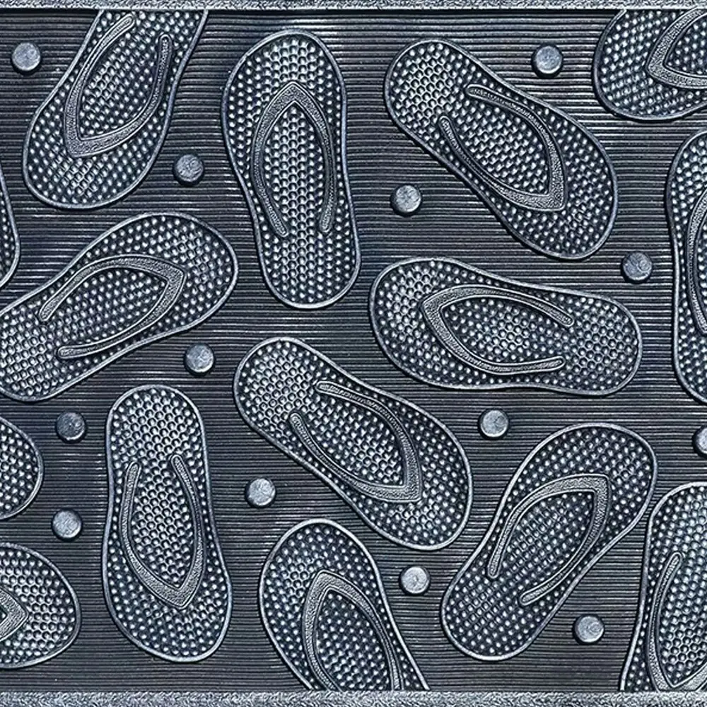 Solemate Metallic Silver Thongs 45x75cm Stylish Outdoor Front Doormat