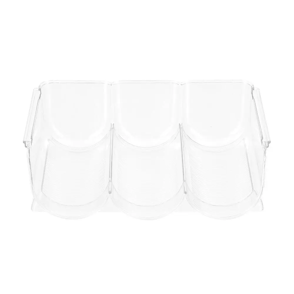 3x Boxsweden Crystal 3-Bottle 30x10.5cm Stackable Holder Organiser Container