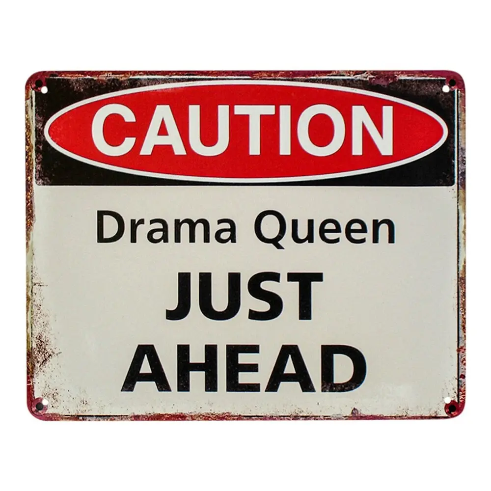 2x Metal 25cm Drama Queen Sign Home/Bedroom Decor Signage Teens/Adults Plaque