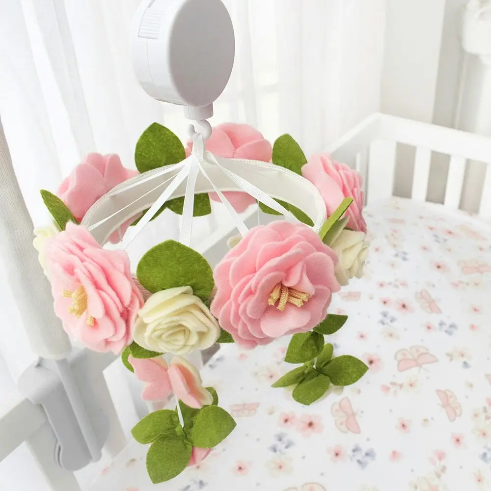 Living Textiles Baby/Infant/Children's Nursery Musical Mobile Set Floral Wreath