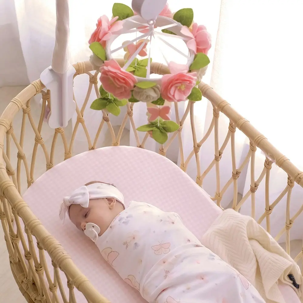 Living Textiles Baby/Infant/Children's Nursery Musical Mobile Set Floral Wreath