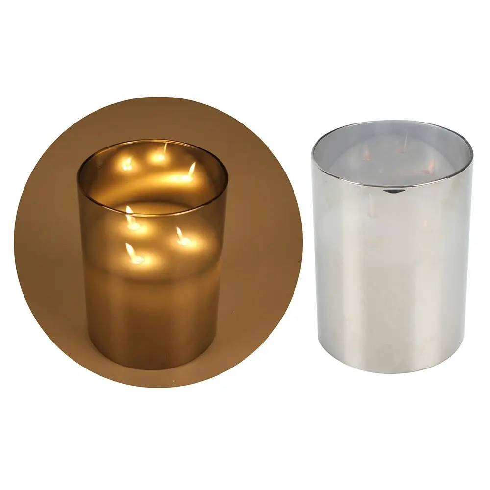 Maine & Crawford 20x12.5cm Moving Flameless 3-Wick Candle w/ Smoked Glass Grey