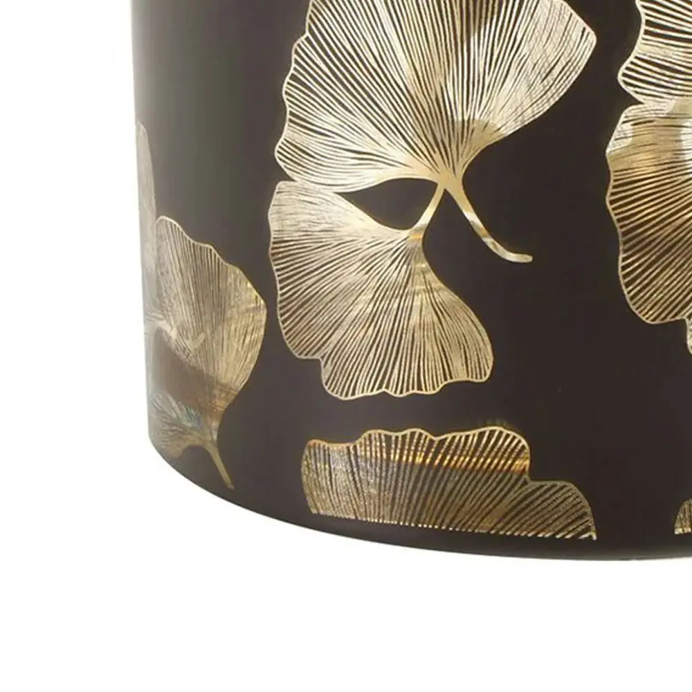 Maine & Crawford 15cm Maalik Glass Ginkgo Candle Holder Storage Decor Black/Gold