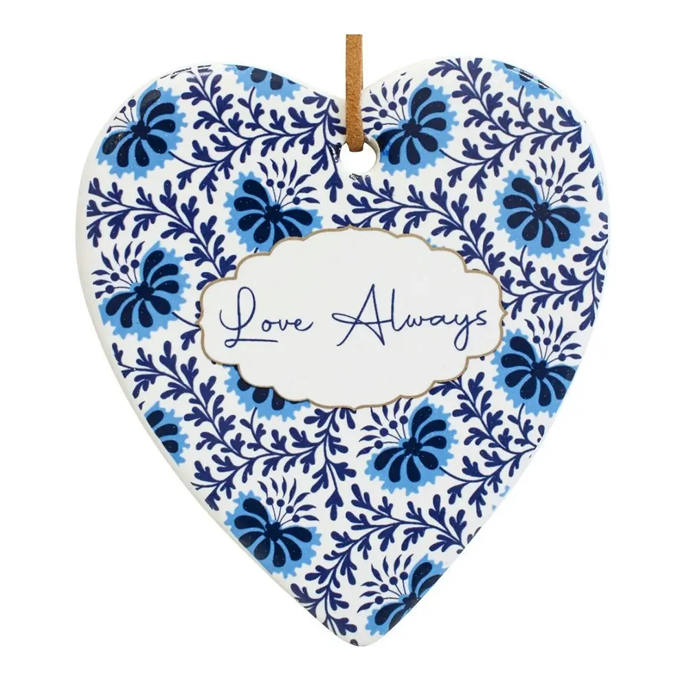 3x Ceramic Hanging 8x8cm Heart Love Always w/Hanger Ornament Home Room Decor