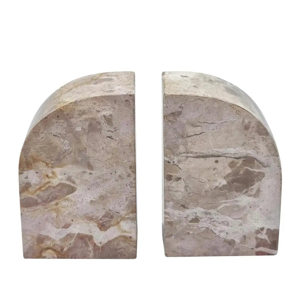 2pc J.Elliot Home Isabella Curved 14.5cm Marble Bookends Support Organiser Decor