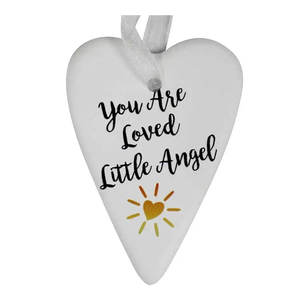 3x Ceramic Hanging 9cm Gift Heart Loved Angel Ornament w/ Hanger Home Room Decor