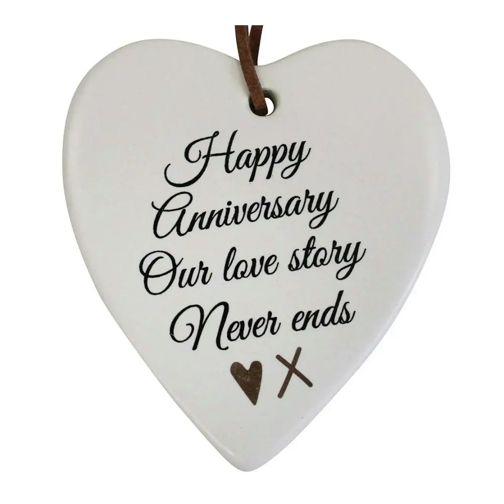 3x Ceramic Hanging 8x9cm Heart Anniversary w/Hanger Ornament Home Room Decor