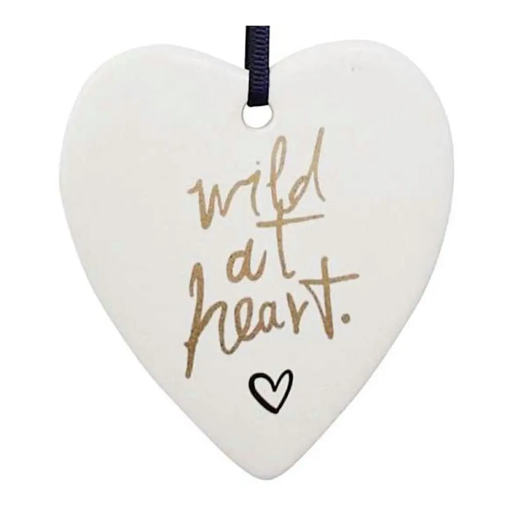 3x Ceramic Hanging 8x9cm Heart Wild At Heart w/ Hanger Ornament Home Room Decor