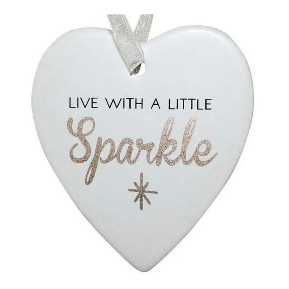 3x Ceramic Hanging 8x9cm Heart Sparkle w/ Hanger Ornament Home/Office Room Decor